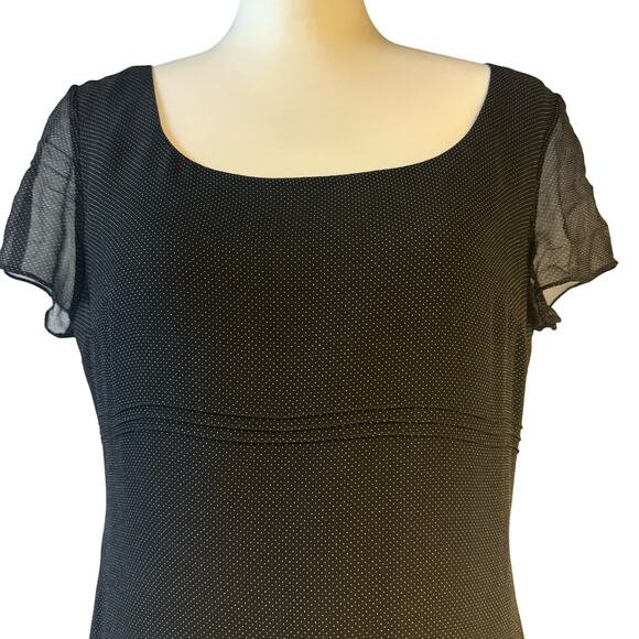 INC Concepts Sheer Sleeve Scoop Neck Lined Silk Sheath Maxi Dress Black Women 8 - Picture 2 of 10